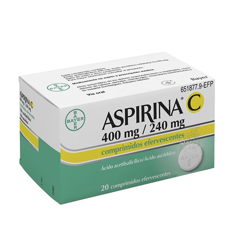 ASPIRINA C 400 MG/240 MG 20 COMPRIMIDOS EFERVESCENTES