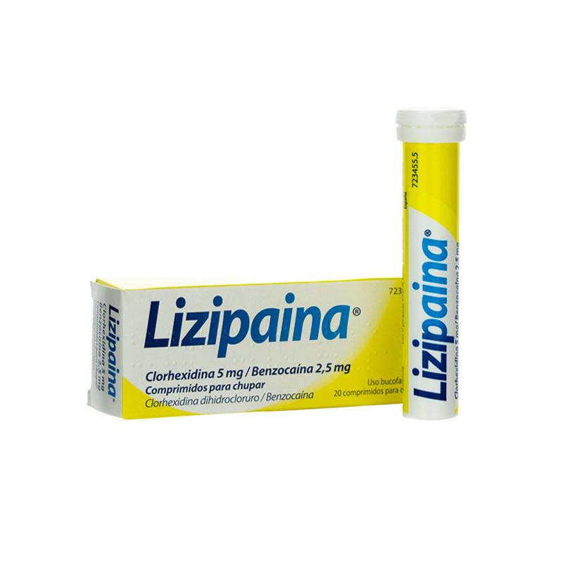 LIZIPAINA CLORHEXIDINA/BENZOCAINA 5 MG/2,5 MG 20 COMPRIMIDOS PARA CHUPAR (TUBO)