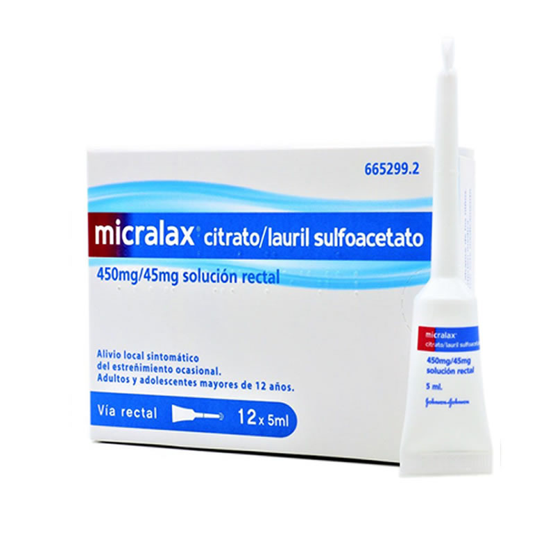 MICRALAX CITRATO/LAURIL SULFOACETATO 450 MG/ML + 45 MG/ML SOLUCION RECTAL 12 ENEMAS 5 ML