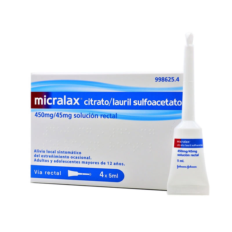 MICRALAX CITRATO/LAURIL SULFOACETATO 450 MG/ML + 45 MG/ML SOLUCION RECTAL 4 ENEMAS